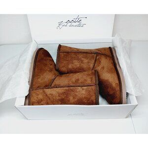 NWT, Snow Boots, Mid-Calf Faux Suede Slip-On with Soft Faux Fur Lining